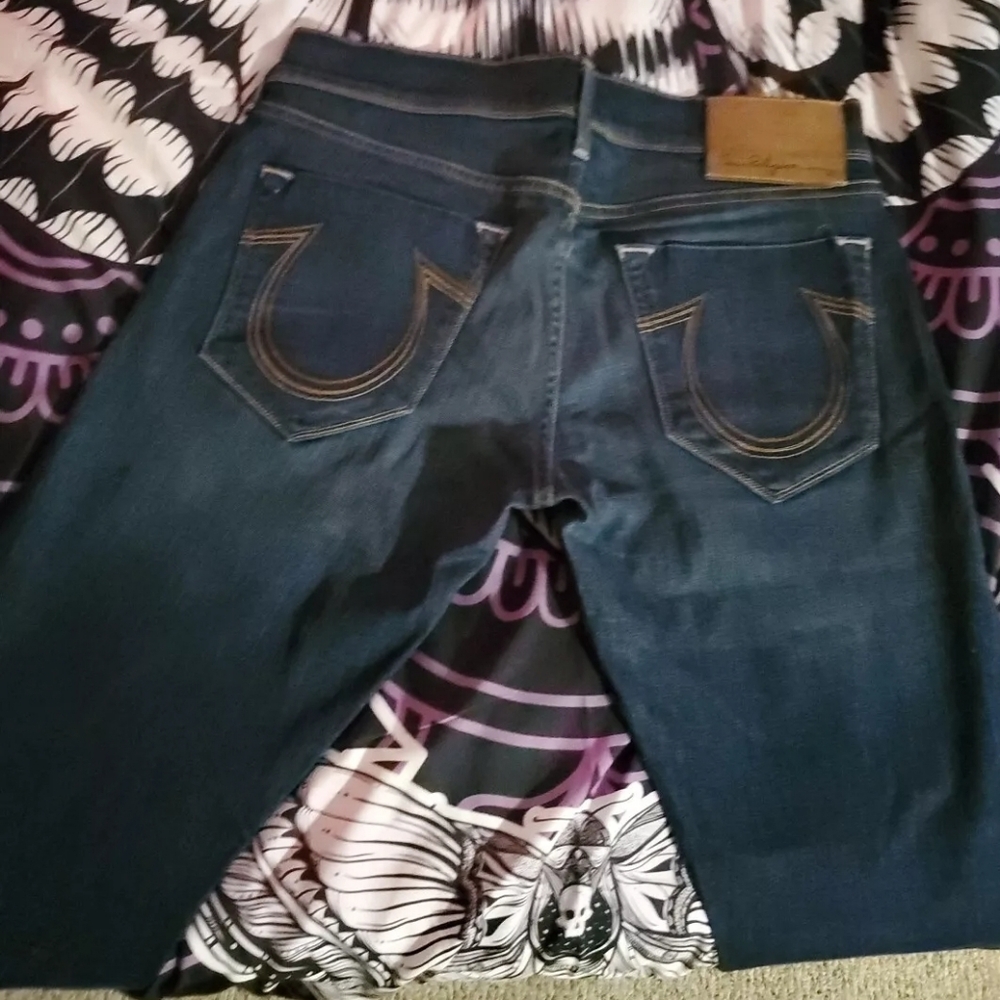 True Religion Ricky Dark Navy Blue Jeans Men's SZ 32, 27 inseam